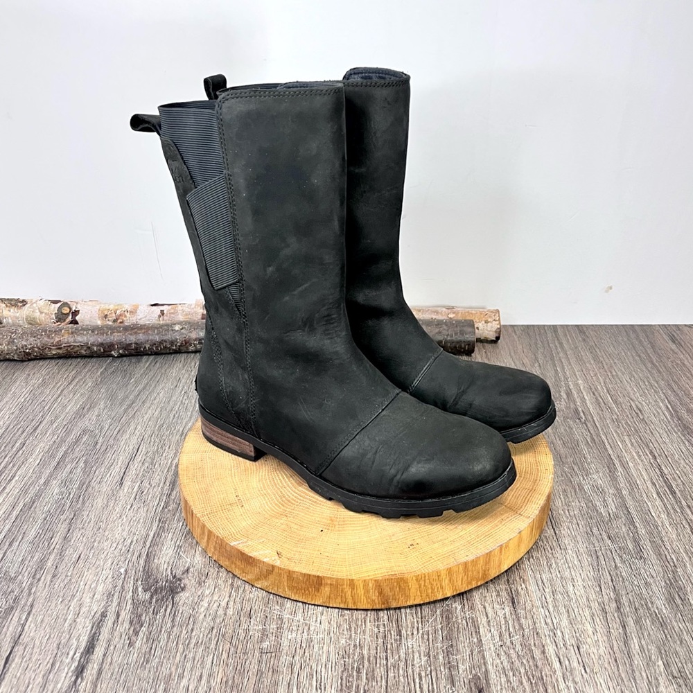 Sorel | Women's Black Emelie Waterproof Mid-Calf Riding Biker Boots Size 9.5